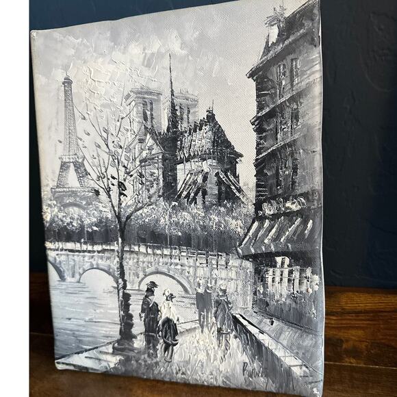 Vintage Original Caroline Burton MCM Oil Painting Paris Parisian Scene - Picture 3 of 7